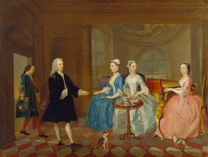 A Family Being Served with Tea
